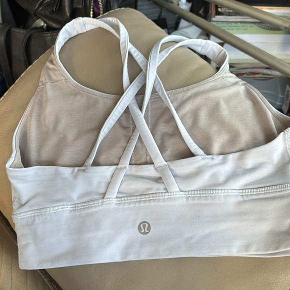 Lululemon Bra Ivory Longline Strappy Energy Bra With removable Cups Size 6 - Picture 2 of 4